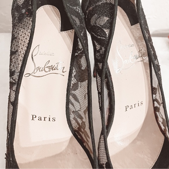 CHRISTIAN LOUBOUTIN Dorissima Lace 100 Dentelle Black Suede Stiletto Heels EU 36 - Picture 8 of 10